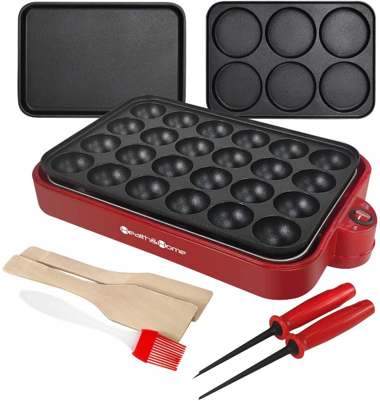 Photo 1 of Health and Home Multifunction Nonstick Baking Maker with 3 Interchangeable Baking Plates for Fried Eggs, Fried Steak, Takoyaki, Cake Pops, Grill Maker
