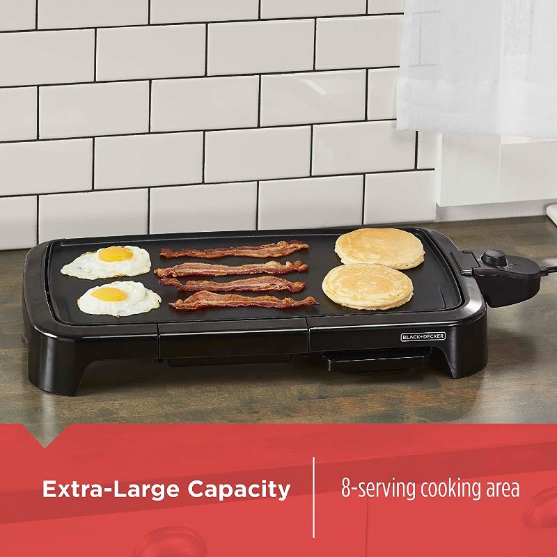 Photo 2 of BLACK+DECKER Family-Sized Electric Griddle with Warming Tray & Drip Tray, GD2051B

