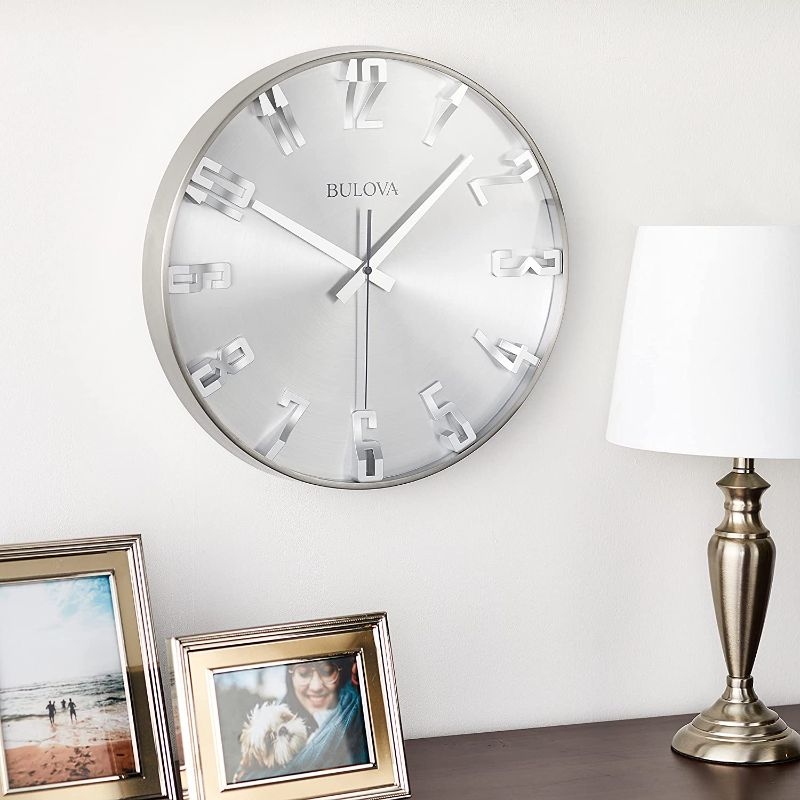 Photo 2 of Bulova C4846 Director Wall Clock, Satin Pewter Finish

