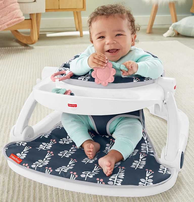 Photo 1 of Fisher-Price Sit-Me-Up Floor Seat with Tray - Navy Garden, Infant Chair
