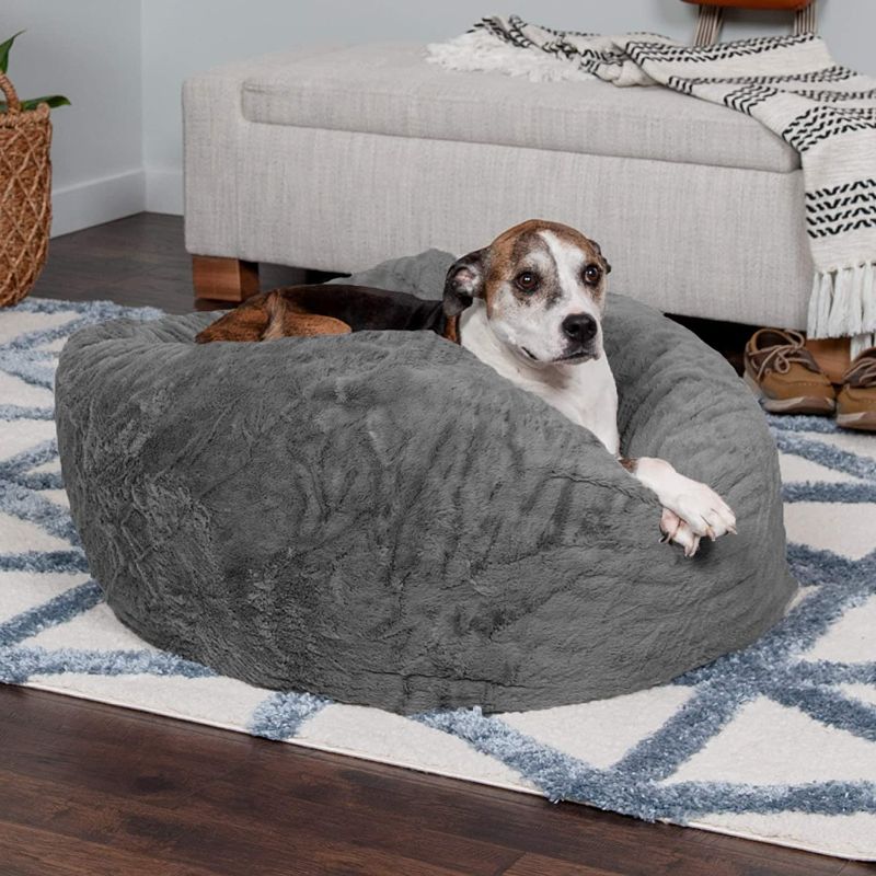 Photo 1 of Furhaven Cozy Pet Beds for Small, Medium, and Large Dogs and Cats - Ultra Calming Plush Donut Bed, Beanbag Style Ball Bed, Travel Dog Bed, and More
