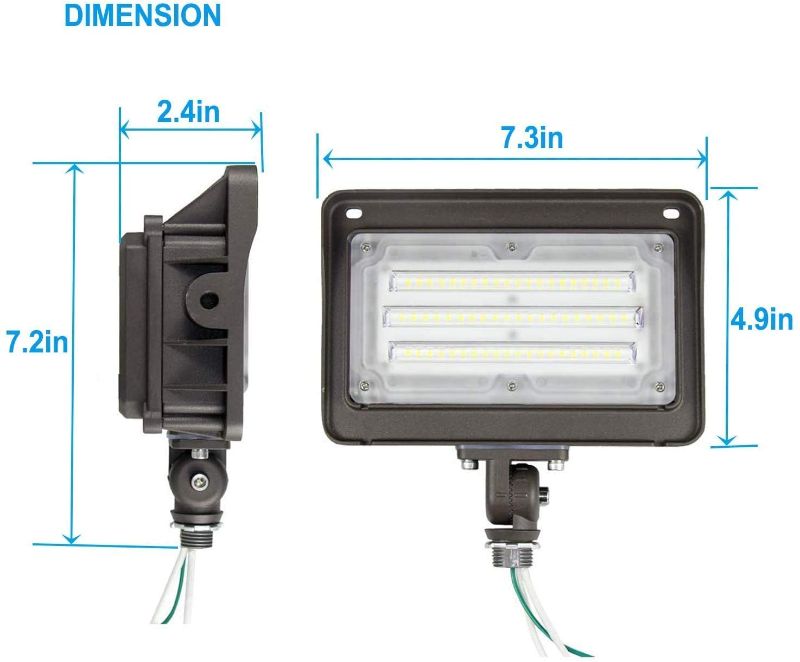 Photo 2 of 2 Pack LED Flood Light, 5000K Daylight White, 100-277VAC,IP65 Waterproof and Outdoor LED Light, ETL-Listed, DLC-Qualified … 