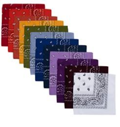 Photo 1 of Lightweight Multicolored Cotton Bandana 12 Pack (2 Pack, 24 in total)

