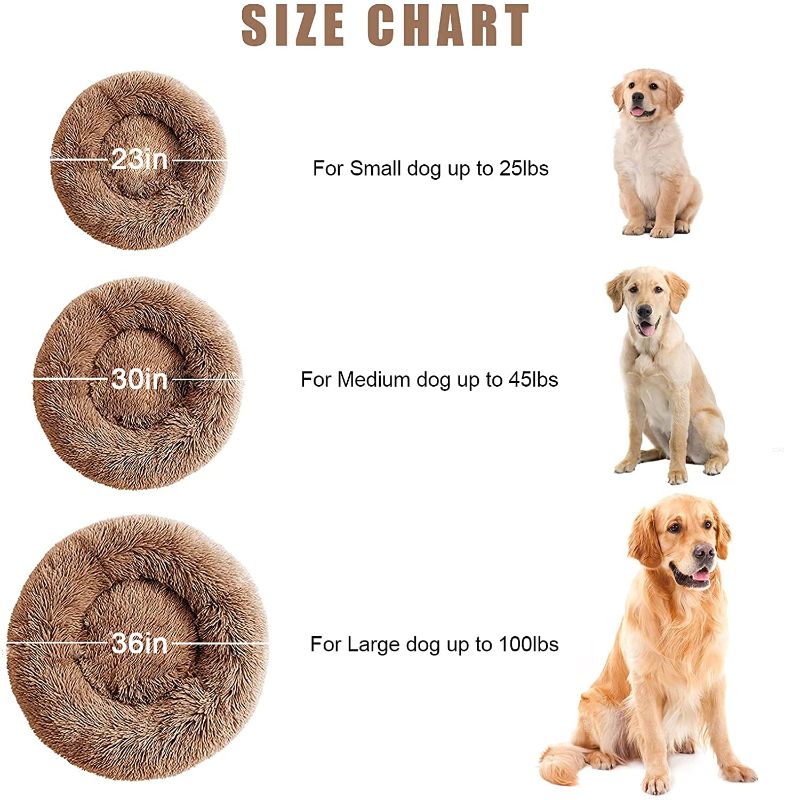 Photo 2 of Calming Dog Bed Cat Bed, Washable Round Dog Bed -30 inches Anti-Slip Faux Fur Donut Cuddler Cat Bed for Medium Dogs - Fits up to 45 lbs - Waterproof Bottom (2 pack)