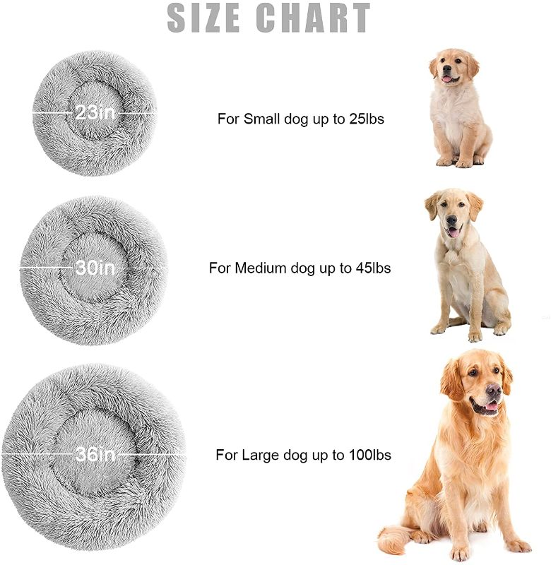 Photo 3 of Calming Dog Bed Cat Bed, Washable Round Dog Bed - 30 inches Anti-Slip Faux Fur Donut Cuddler Cat Bed for Medium Dogs - Fits up to 45 lbs - Waterproof Bottom (2 pack)