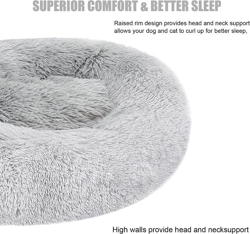 Photo 2 of Calming Dog Bed Cat Bed, Washable Round Dog Bed - 30 inches Anti-Slip Faux Fur Donut Cuddler Cat Bed for Medium Dogs - Fits up to 45 lbs - Waterproof Bottom (2 pack)