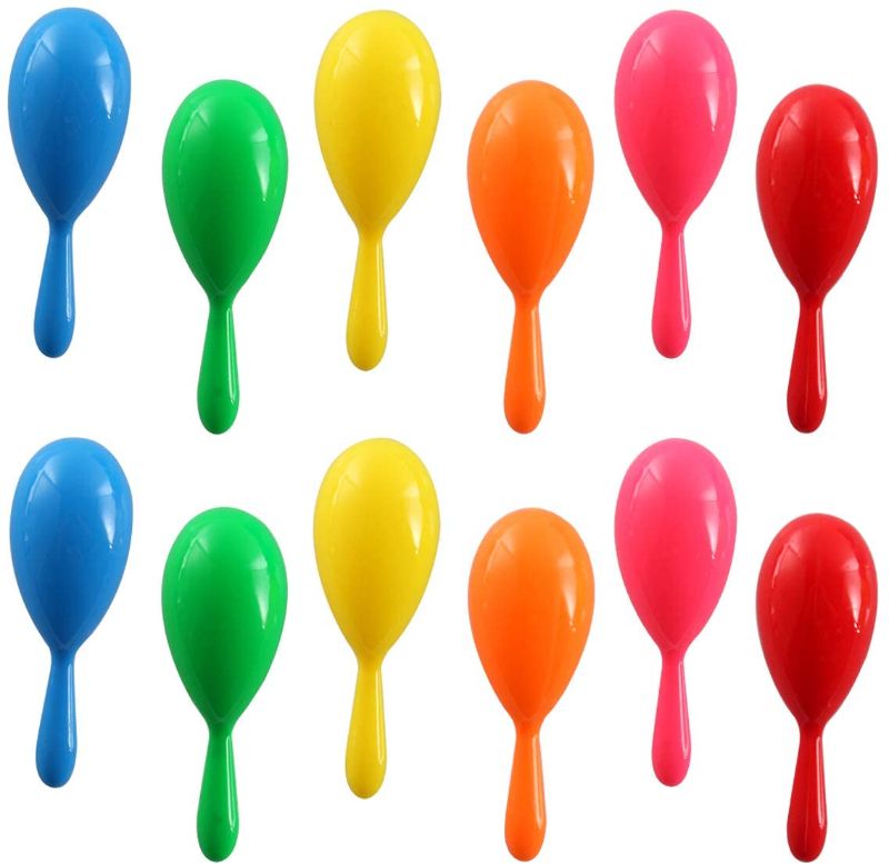 Photo 1 of Maracas for Kids - Mexican Maraca Neon Colorful Maracas Bulk for Fiesta Party Favors Baby Noisemaker - 6" Maracas Toys for Cinco de Mayo Partys, Birthday, Fiesta Decorations, 6 Colors, 12 Pack
