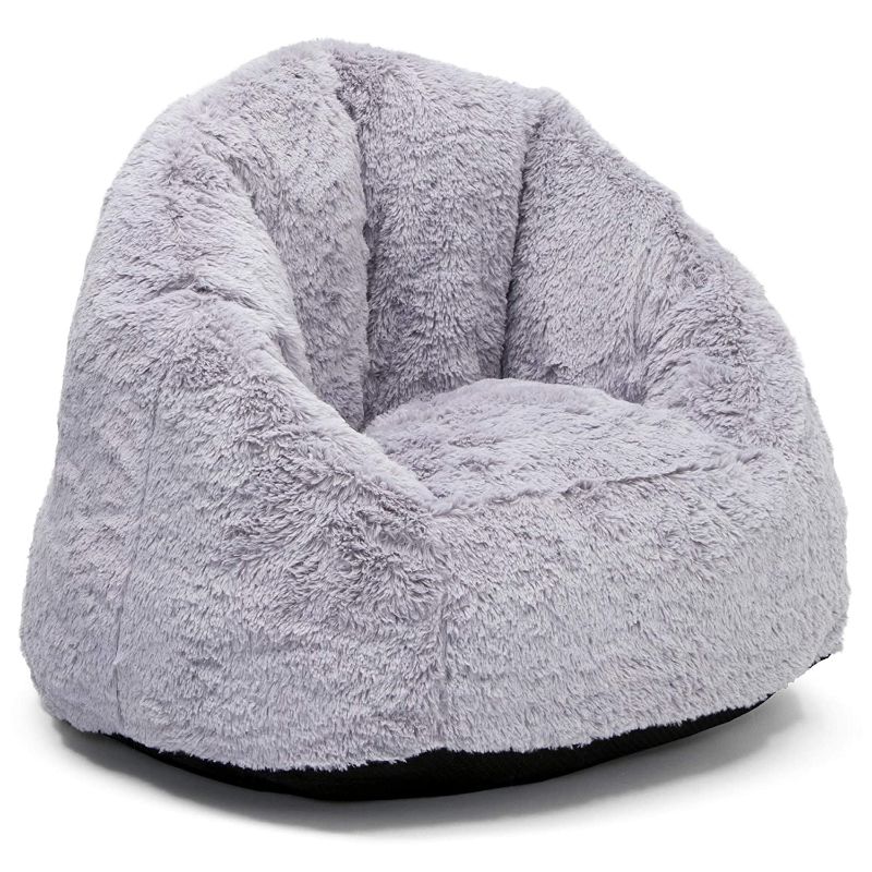 Photo 1 of Delta Children Cozee Fluffy Chair, Kid Size (for Kids Up to 10 Years Old), Grey
