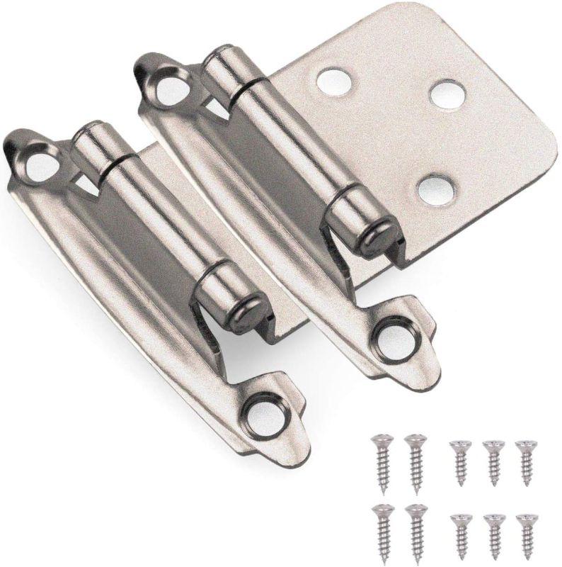 Photo 1 of 1/2‘’ Overlay Satin Brushed Nickel Cabinet Hinges 25 Pairs(50Pcs),Self Closing Hinges for Kitchen Cabinet/Cupboard/Furniture Doors,Silver Kitchen Cabinet Door Hinges with Upgraded Screws- Double Elite