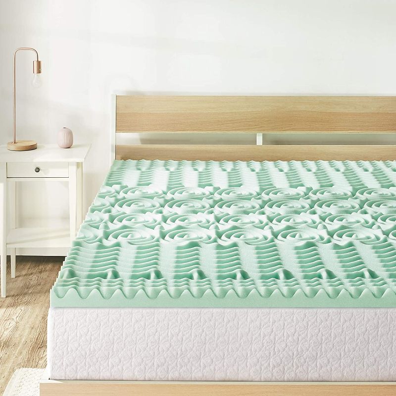 Photo 1 of Best Price Mattress 1.5 Inch 5-Zone Memory Foam Mattress Topper, Calming Aloe Vera Infusion, CertiPUR-US Certified, Twin
