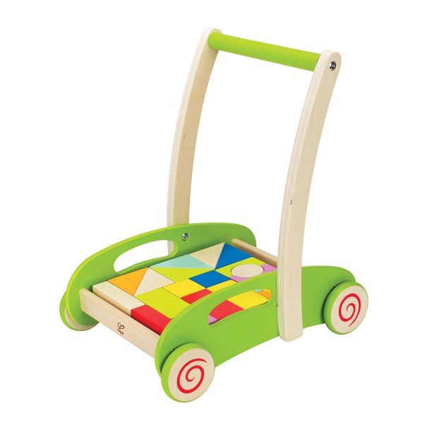 Photo 1 of Hape Toys Block and Roll Toddler Push & Pull Toy Walker Cart with Wooden Blocks
