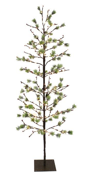 Photo 1 of CC Christmas Decor 6ft Pre-Lit Pencil Fir Artificial Christmas Tree - Twinkling Warm White LED Lights