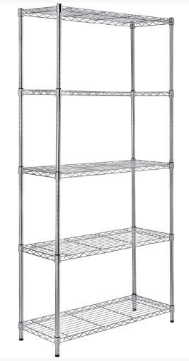 Photo 1 of AmazonBasics 5-Shelf Shelving Unit, up to 160 kg per shelf, Chrome