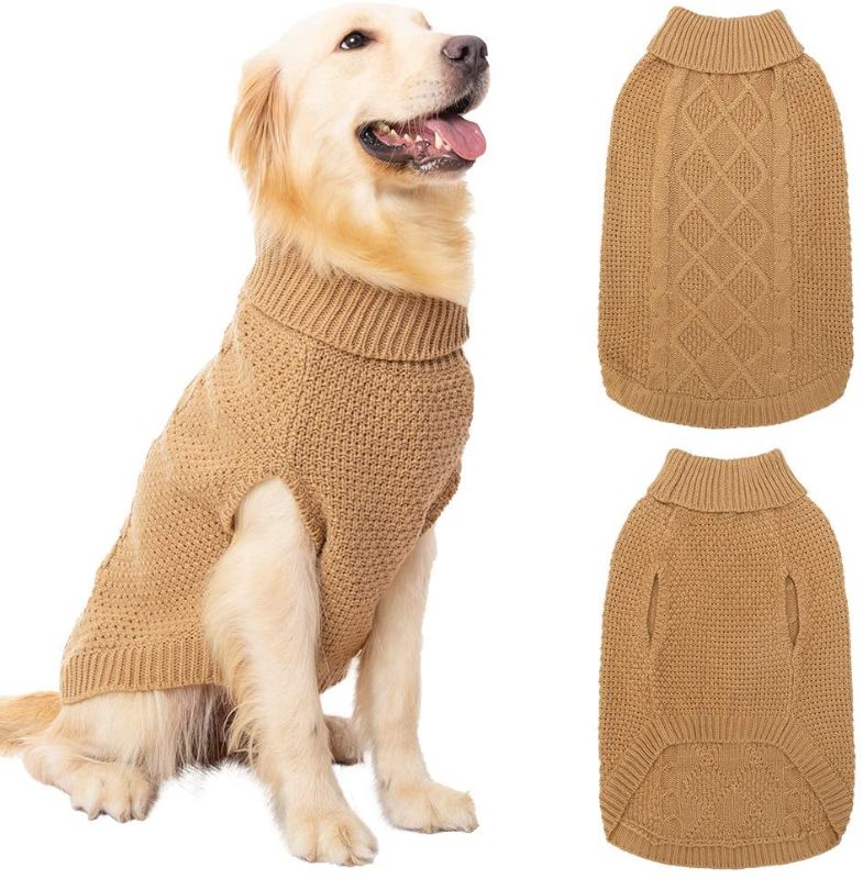 Photo 1 of 2 Pack Mihachi Dog Sweater - Winter Coat Apparel Classic Cable Knit Clothes for Cold Weather Large