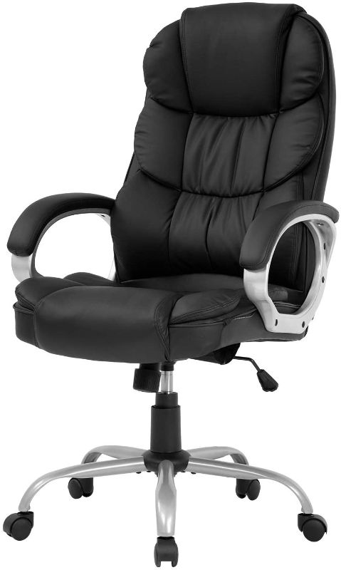 Photo 1 of INSMA Office Chair Computer High Back Adjustable Ergonomic Desk Chair Executive PU Leather Swivel Task Chair with Armrests Lumbar Support