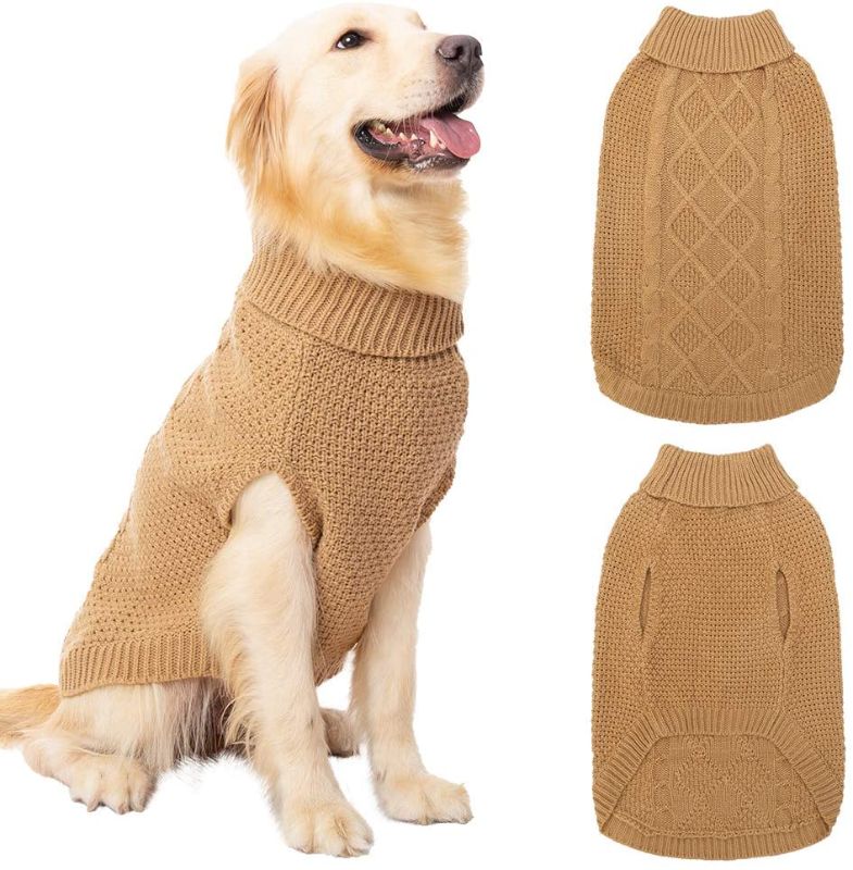 Photo 1 of 2 Pack Mihachi Dog Sweater - Winter Coat Apparel Classic Cable Knit Clothes for Cold Weather Large
