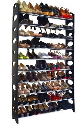 Photo 1 of 10 Tier Shoe Rack Shelf Stainless Steel&Plastic Adjustable Black