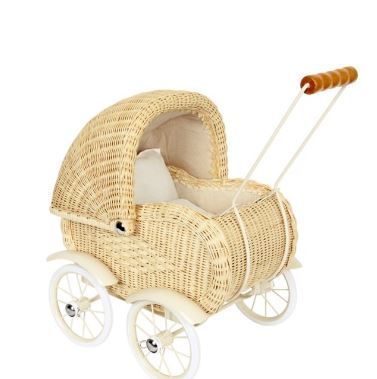 Photo 1 of Small Foot Toys - Baby Doll Classic Vintage Wicker Pram