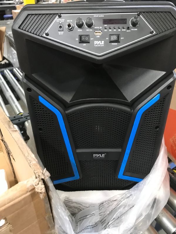 Photo 3 of Pyle System-800W Outdoor Bluetooth Speaker Portable PA System w/Microphone in, Party Lights, MP3/USB SD Card Reader, FM Radio, Rolling Wheels-Mic, Remote