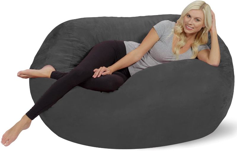 Photo 1 of Chill Sack Bean Bag Chair: Giant 5' Memory Foam Furniture Bean Bag - Big Sofa with Soft Micro Fiber Cover - Charcoal Micro Suede
