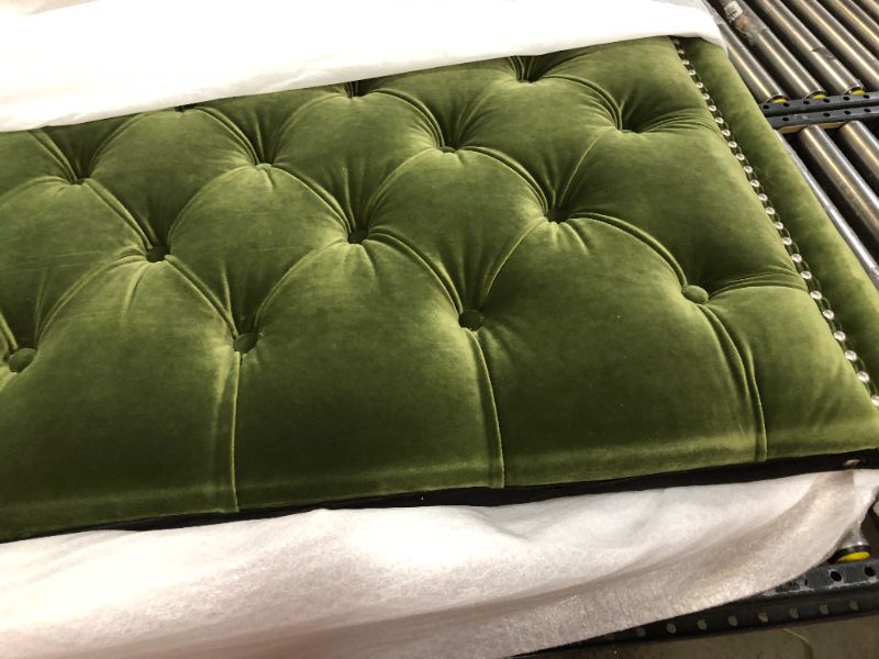 Photo 7 of Jennifer Taylor Home Marcella Upholstered Shelter Headboard Bed Set, King, Olive Green Performance Velvet
