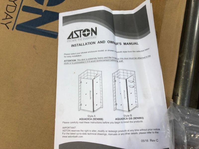 Photo 4 of Aston Aquadica GS 34" x 34" x 72" Completely Frameless Square Hinged Shower Enclosure with Glass Shelves, Stainless Steel
