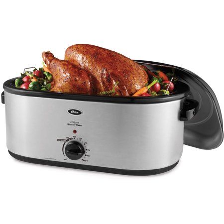 Photo 1 of 22 qt. Roaster Oven with Self-Basting Lid in Stainless Steel