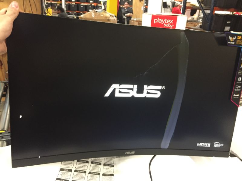 Photo 3 of ASUS TUF Gaming 32" 1080P Curved Monitor (VG328H1B) - Full HD, 165Hz (Supports 144Hz), 1ms, Extreme Low Motion Blur, Speaker, Adaptive-Sync, FreeSync Premium, VESA Mountable, HDMI, Tilt Adjustable