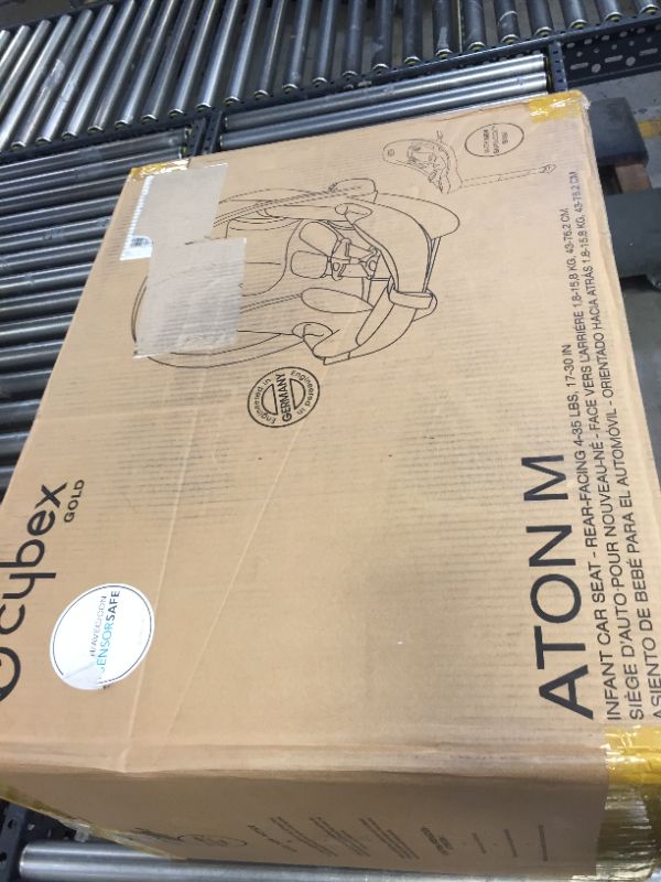 Photo 1 of CYBEX Aton M Infant Car Seat with SensorSafe, Real-Time Mobile App Safety Alerts, Removable Newborn Insert, Includes SafeLock Car Seat Base with Latch System, Pepper Black
