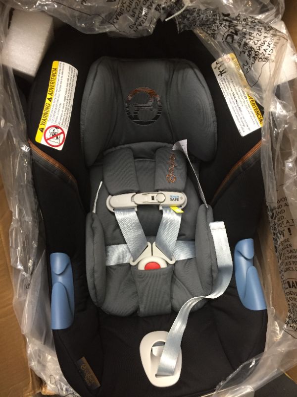 Photo 1 of CYBEX Aton M Infant Car Seat with SensorSafe, Real-Time Mobile App Safety Alerts, Removable Newborn Insert, Includes SafeLock Car Seat Base with Latch System, Pepper Black