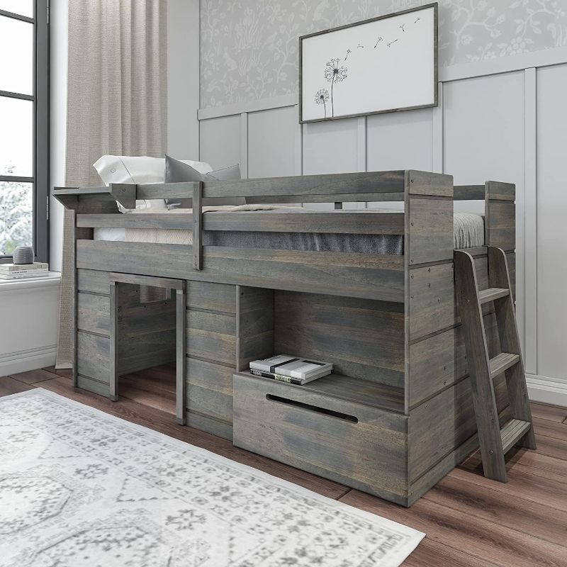 Photo 1 of Max & Lily Modern Farmhouse Loft Bed with 1 Drawer, Twin, Driftwood BRAND NEW BRAND NEW BRAND NEW