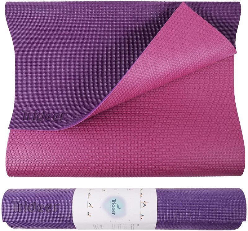 Photo 1 of Trideer 6 mm Thick Yoga Mat, Non Slip Exercise & Fitness Mat with Wide Carrying Strap, for All Types of Yoga, Pilates & Floor Workouts