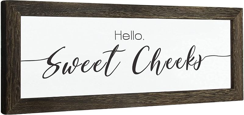 Photo 1 of 2PACK
Hello Sweet Cheeks Bathroom Sign Decor-Farmhouse Bathroom Decor Wall Art, Funny Bathroom Wall Decor, Modern Bathroom Decor Sign Rustic Home Decor, Solid Wood Frame, 16x6 inch(Black)
