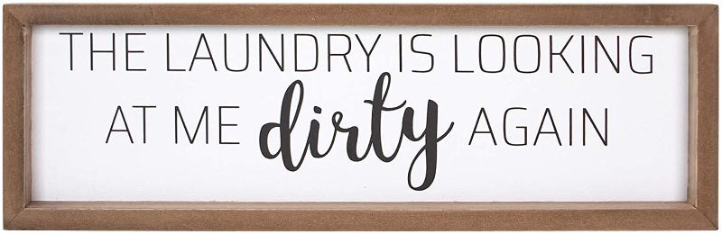 Photo 1 of 2 PACK 
VILIGHT Funny Laundry Room signs - Farmhouse Laundry Accessories - Home Laundry Wall Decor - Dirty Again - 16x5 Inches
