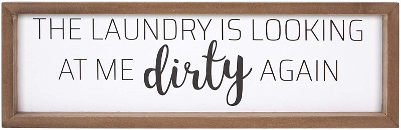 Photo 1 of 2 PACK 
VILIGHT Funny Laundry Room signs - Farmhouse Laundry Accessories - Home Laundry Wall Decor - Dirty Again - 16x5 Inches