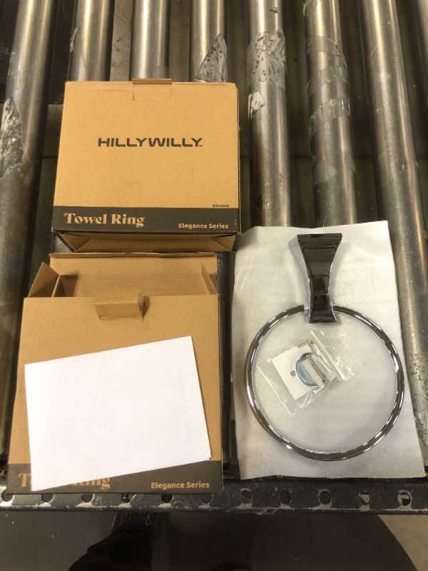 Photo 1 of 2 PACK 
HILLYWILLY Hand Towel Holder - Premium Wall Mount Hand Towel Ring for Bathroom, Bathroom Accessories (Chrome)