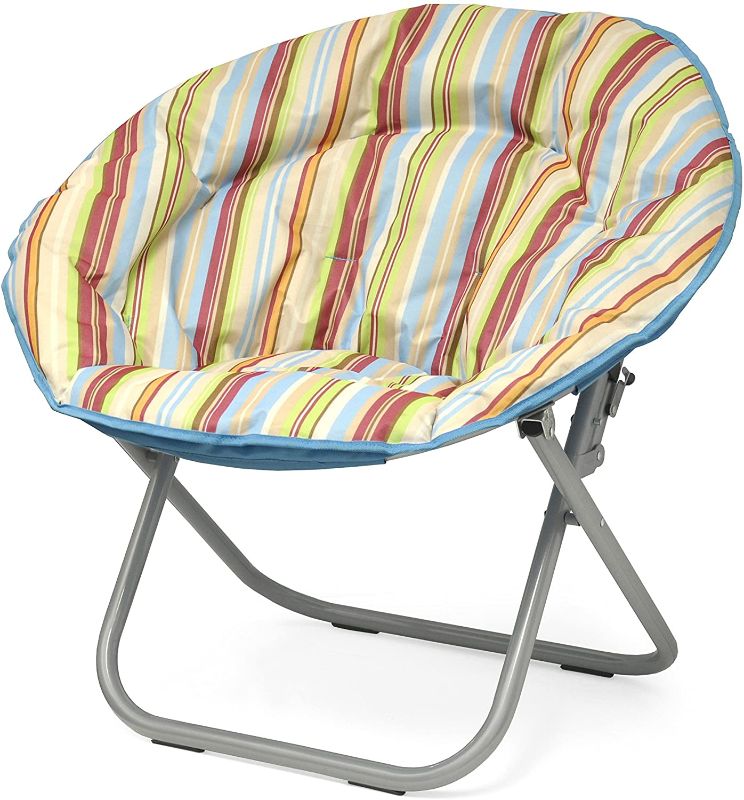 Photo 1 of Urban Shop Cabana Stripes Saucer Chair with Light Blue Trim, One Size, Burnt
