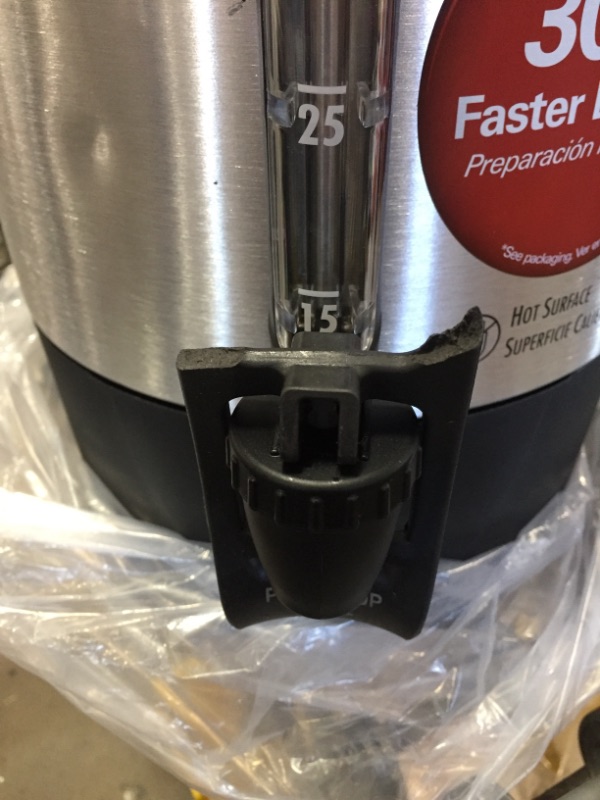 Photo 3 of Hamilton Beach 40521 Coffee Urn and Hot Beverage Dispenser, 45 Cup, Fast Brew, Silver

//TESTED AND NONFUNCTIONAL , MINOR DAMAGE ON HANDLE, PARTS ONLY 
