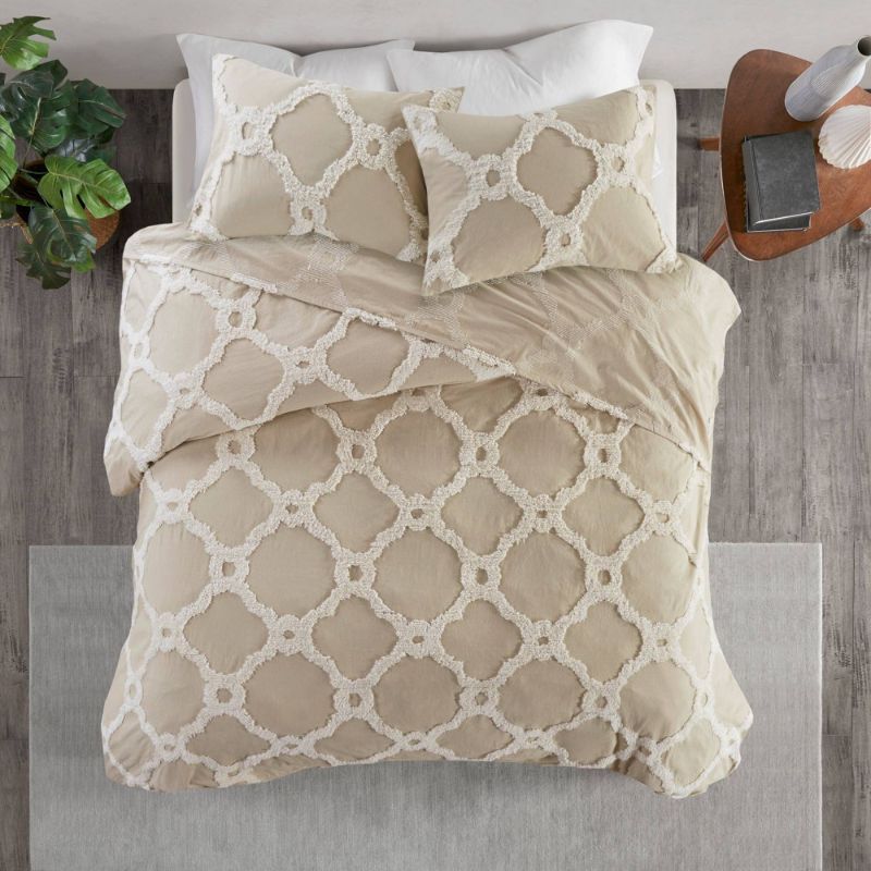 Photo 1 of **KING/CALI KING** Madison Park Nollie Tufted Cotton Chenille Geometric Coverlet Set