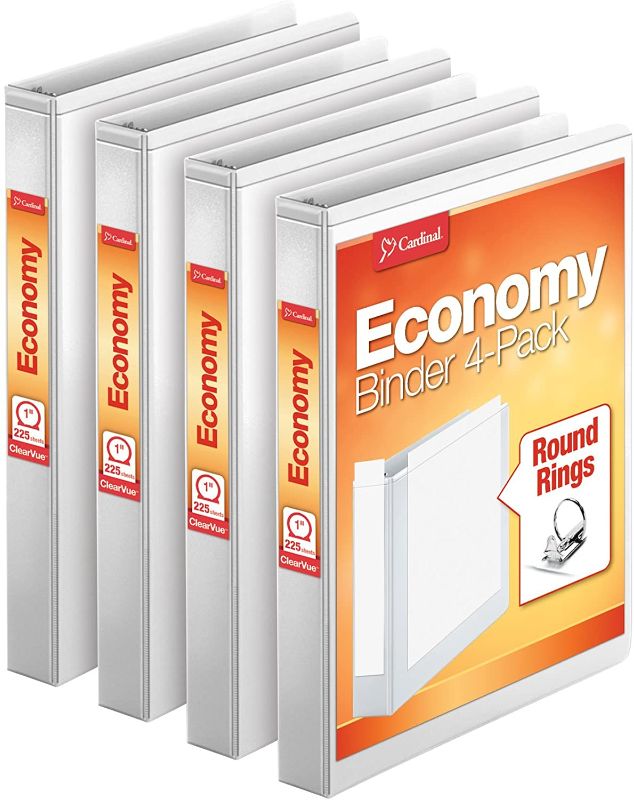 Photo 1 of 
12 Cardinal Economy 3 Ring Binder, 1 Inch, Presentation View, White, Holds 225