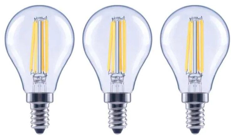 Photo 1 of 60-Watt Equivalent A15 Dimmable Appliance Fan Clear Glass Filament LED Vintage Edison Light Bulb Soft White (3-Pack)
4 pack box 