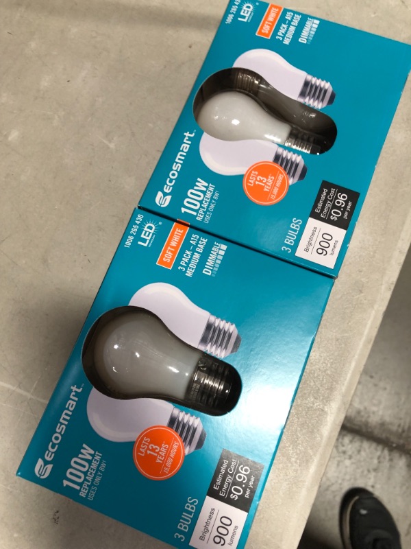 Photo 2 of 100-Watt Equivalent A15 Dimmable Appliance Fan Frosted Glass Filament LED Vintage Edison Light Bulb Soft White (3-Pack)
2 pack bundle