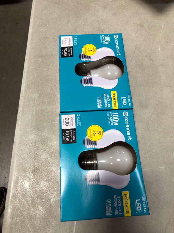 Photo 2 of 100-Watt Equivalent A15 Dimmable Appliance Fan Frosted Glass Filament LED Vintage Edison Light Bulb Bright White (3-Pack)
2 pack bundle