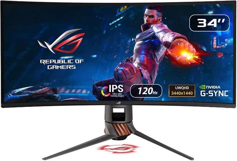 Photo 1 of Asus ROG Swift PG349Q 34” Curved G-Sync Gaming Monitor 120Hz 3440 X 1440 IPS with Eye Care Aura Sync DP HDMI,Black
