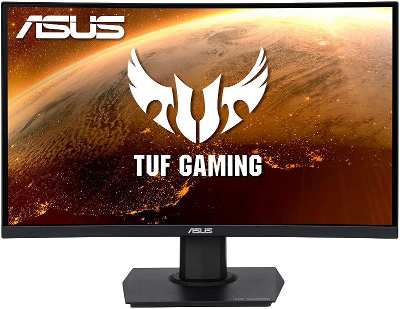 Photo 1 of ASUS TUF Gaming 23.6" 1080P Curved Monitor (VG24VQE) - Full HD, 165Hz, 1ms, Extreme Low Motion Blur, Adaptive-Sync, FreeSync Premium, Shadow Boost, VESA Mountable, DisplayPort, HDMI
