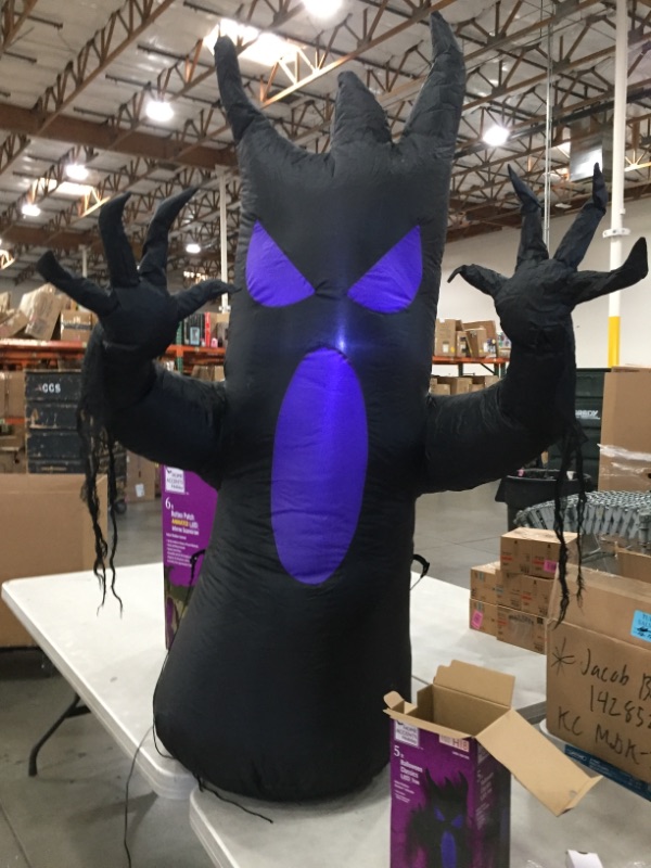 Photo 2 of 5 ft. Black Tree with Purple Face Airblown Halloween Inflatable
