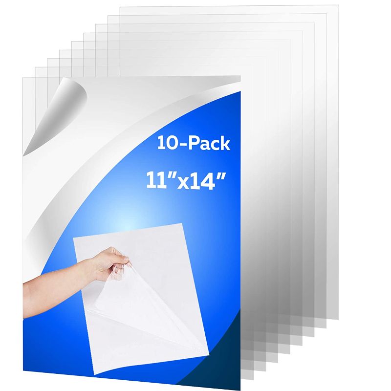 Photo 1 of (10 Pack) PET Sheet Panels - 11" x 14" x 0.03" Clear Acrylic Sheet-Quality Shatterproof, Lightweight, and Affordable Glass Alternative Perfect for Poster Frames, Counter Barriers, and Pet Barriers