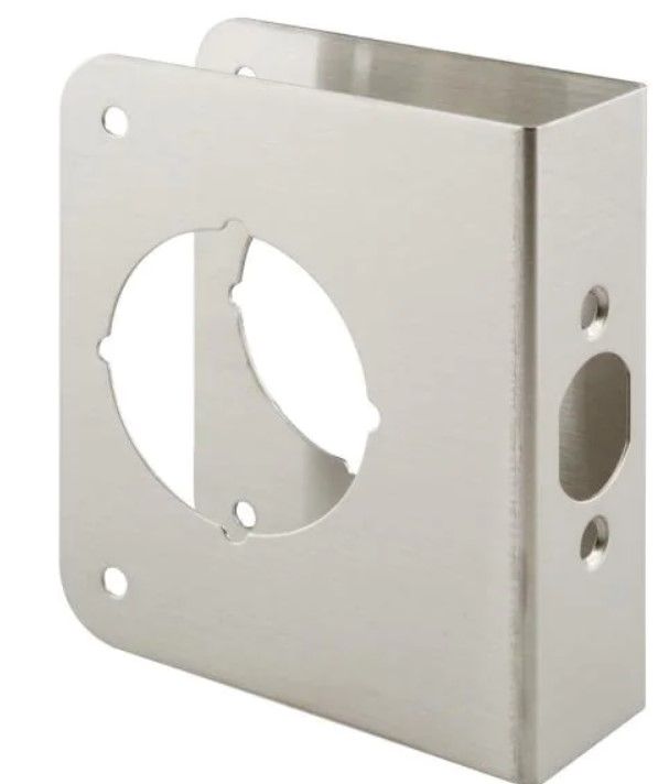 Photo 1 of 1-3/8 in. x 4-1/2 in. Thick Solid Brass Lock and Door Reinforcer, 2-1/8 in. Single Bore, 2-3/8 in. Backset
