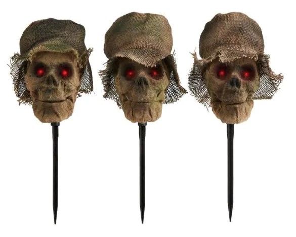 Photo 2 of 18 in. Animated LED Scarecrow Halloween Pathway Markers (3-Pack)
