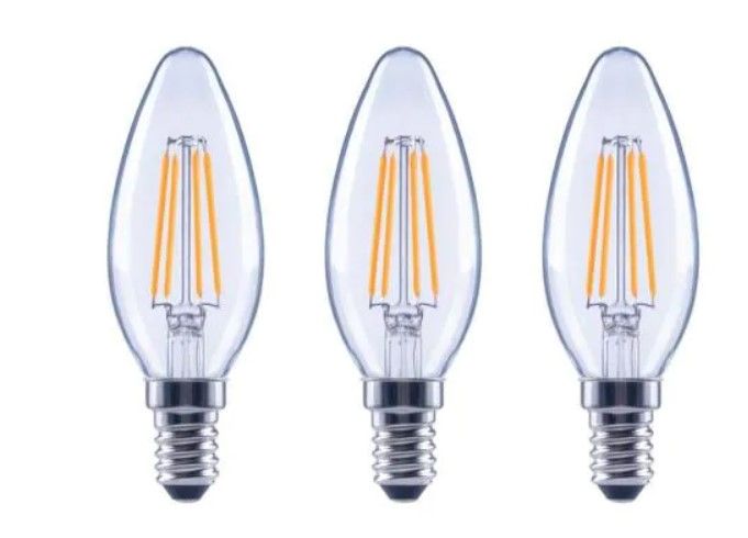 Photo 1 of 60-Watt Equivalent B11 Dimmable ENERGY STAR Clear Glass Filament LED Vintage Edison Light Bulb Bright White (3-Pack)
2 box bundle